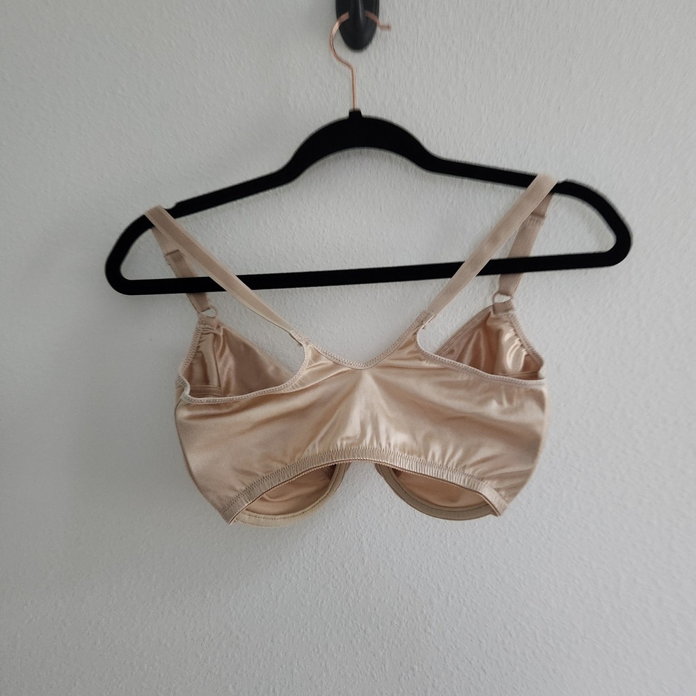Victoria's Secret Front Close Underwire Bra 34DD Champagne Nude Satin Racerback - Picture 2 of 8